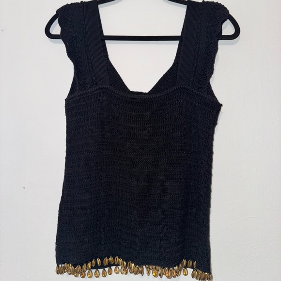 Black Knit Tank Top with Shells - Picture 2 of 4